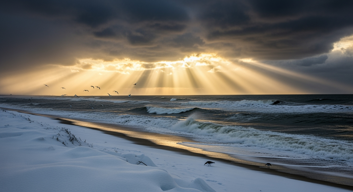Atlantic Beach NY waterfront aerial view at sunset