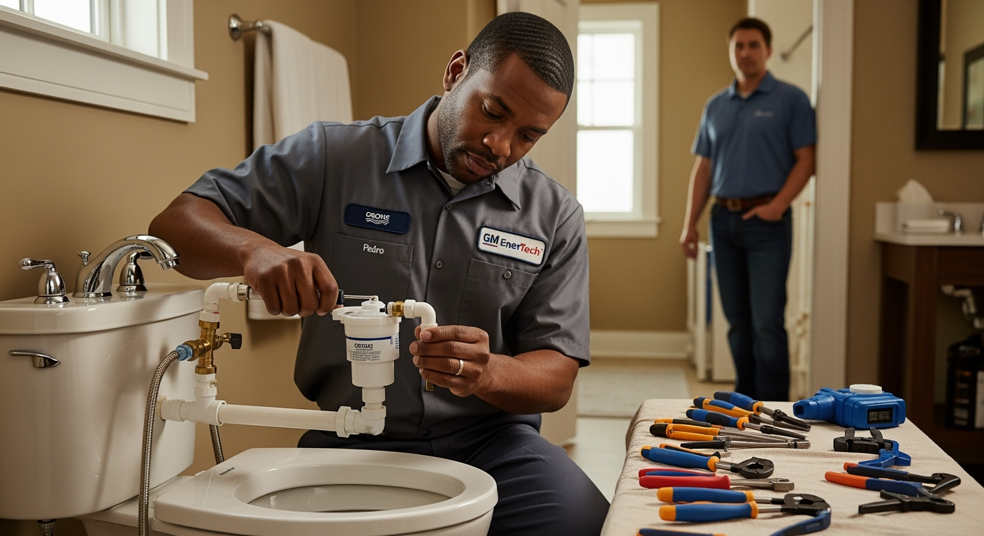 Professional plumber from GM EnerTech in East Hampton
