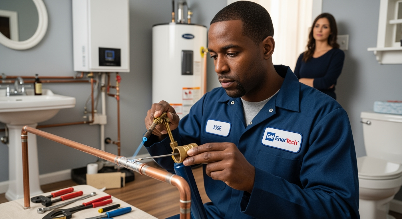 Professional plumber from GM EnerTech in East Meadow