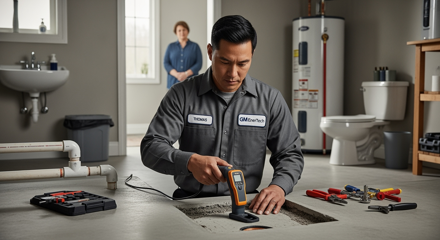 Professional plumber from GM EnerTech in East Williston