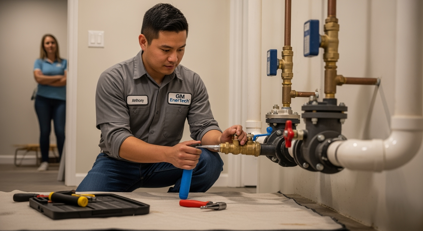 Professional plumber from GM EnerTech in Freeport