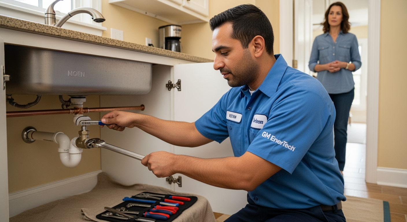 Professional plumber from GM EnerTech in Greenlawn