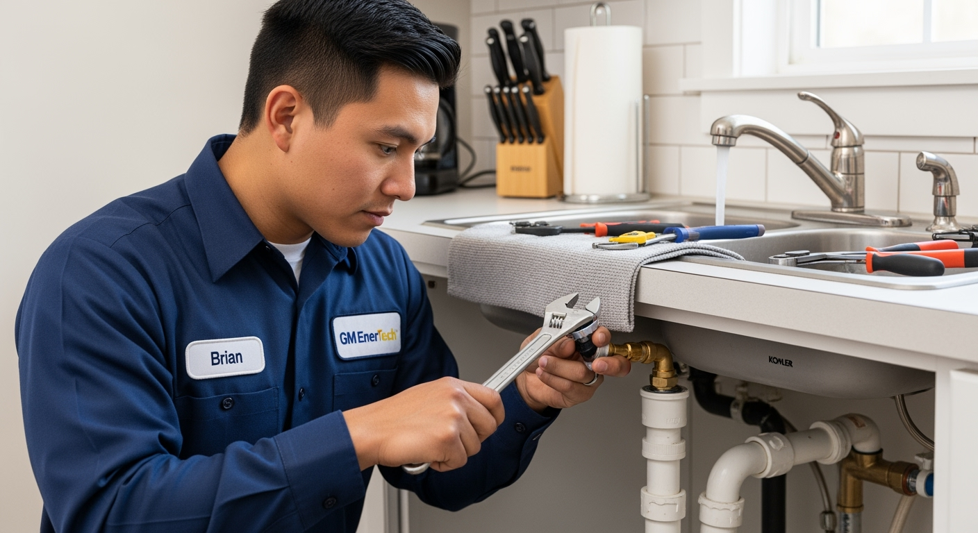 Professional plumber from GM EnerTech in Hicksville