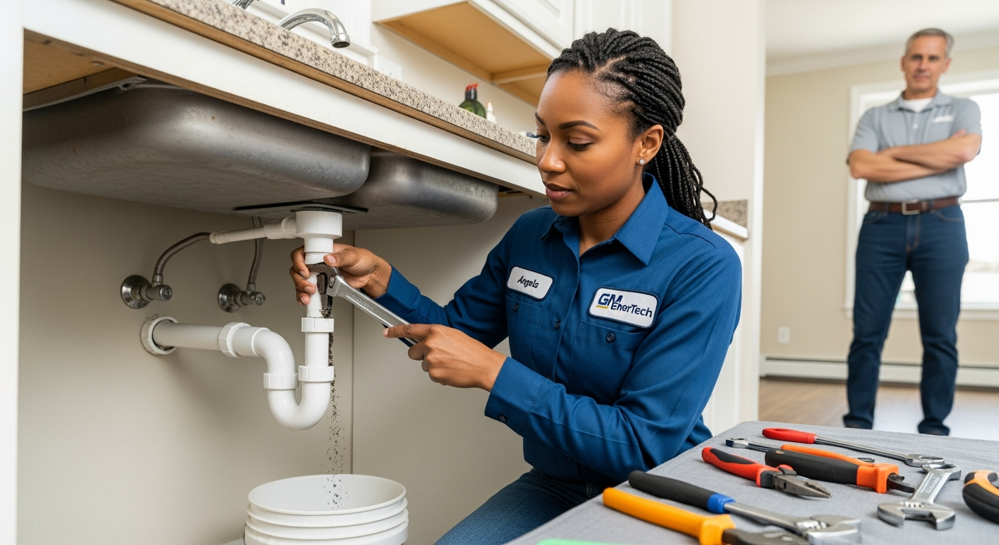 Professional plumber from GM EnerTech in Moriches