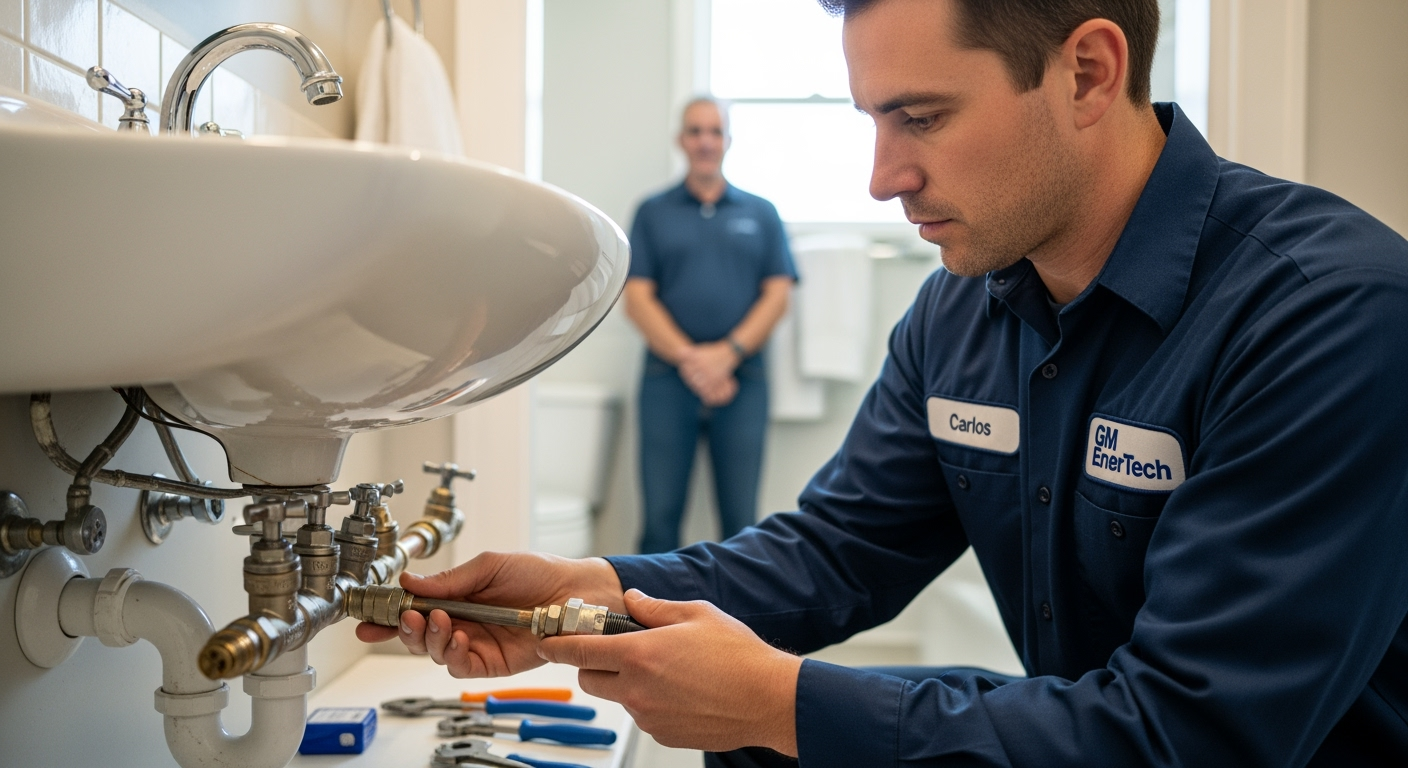 Professional plumber from GM EnerTech in Northport