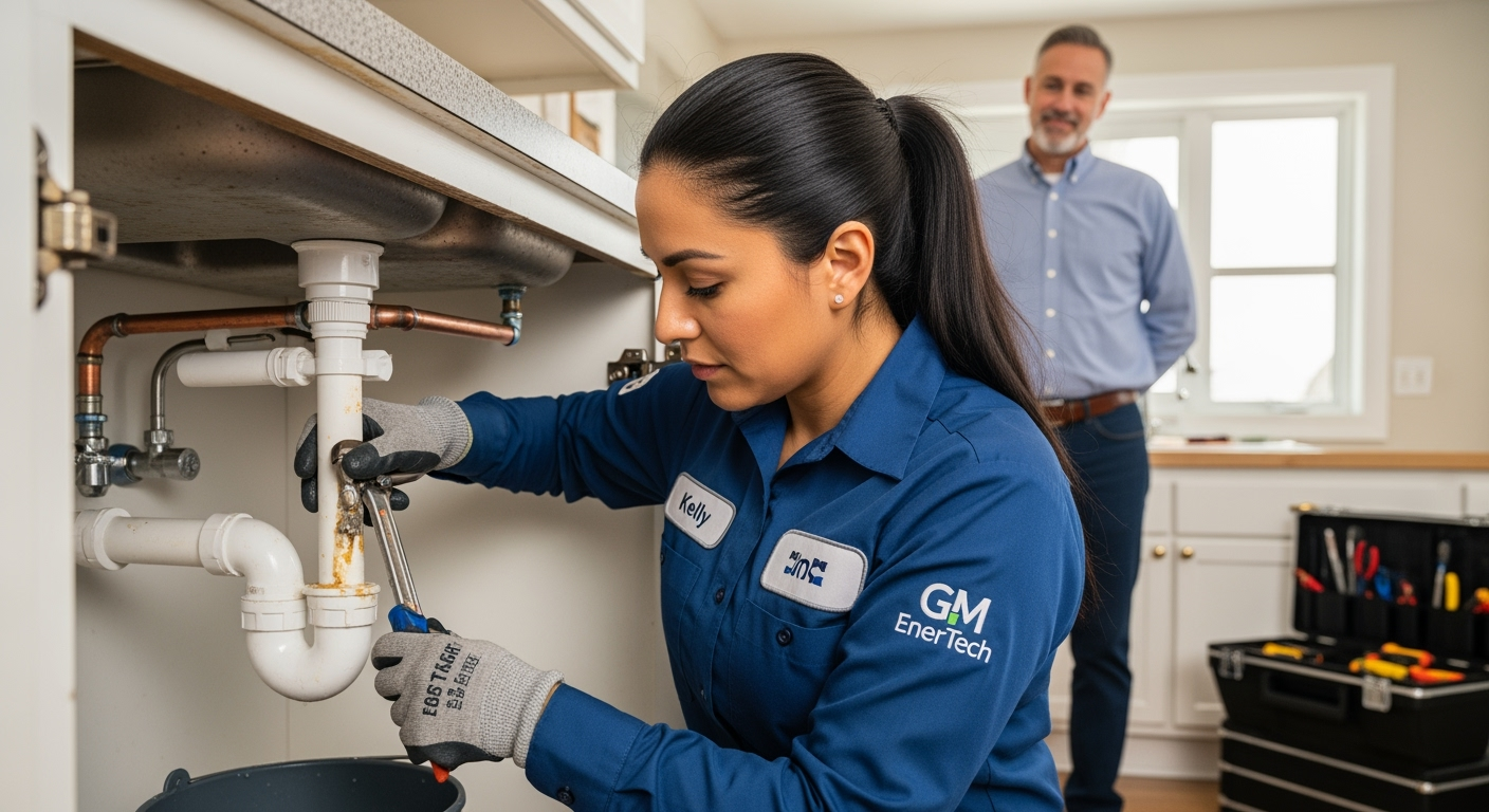 Professional plumber from GM EnerTech in Port Jefferson Station
