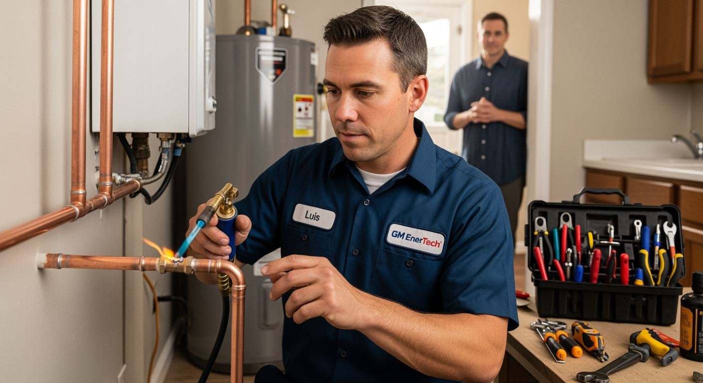 Professional plumber from GM EnerTech in Roslyn