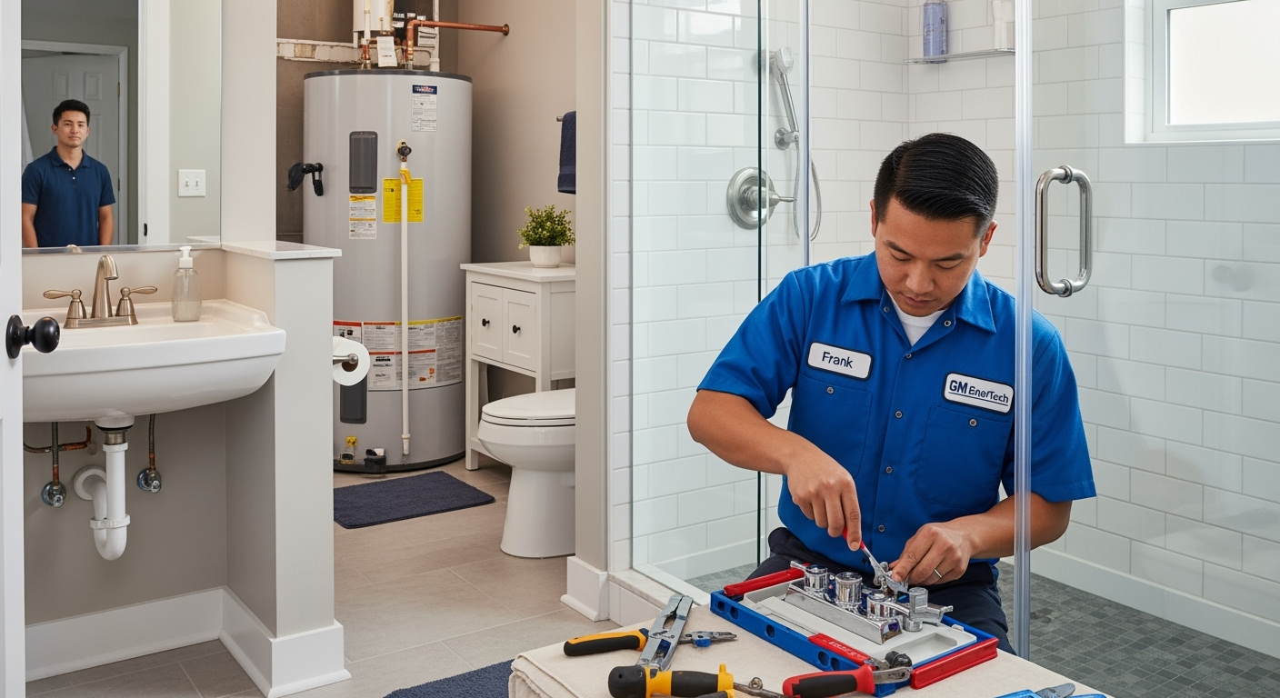 Professional plumber from GM EnerTech in West Babylon