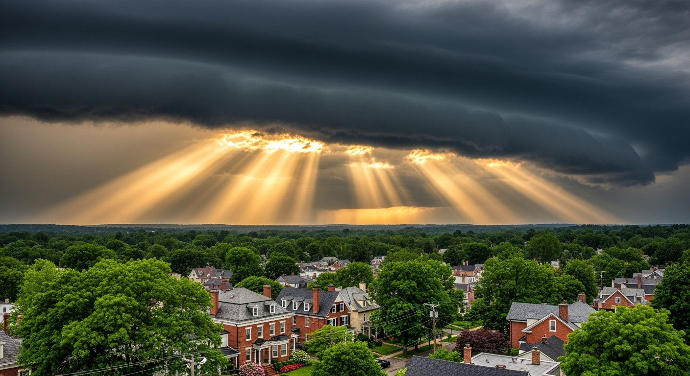Williston Park NY waterfront aerial view at sunset
