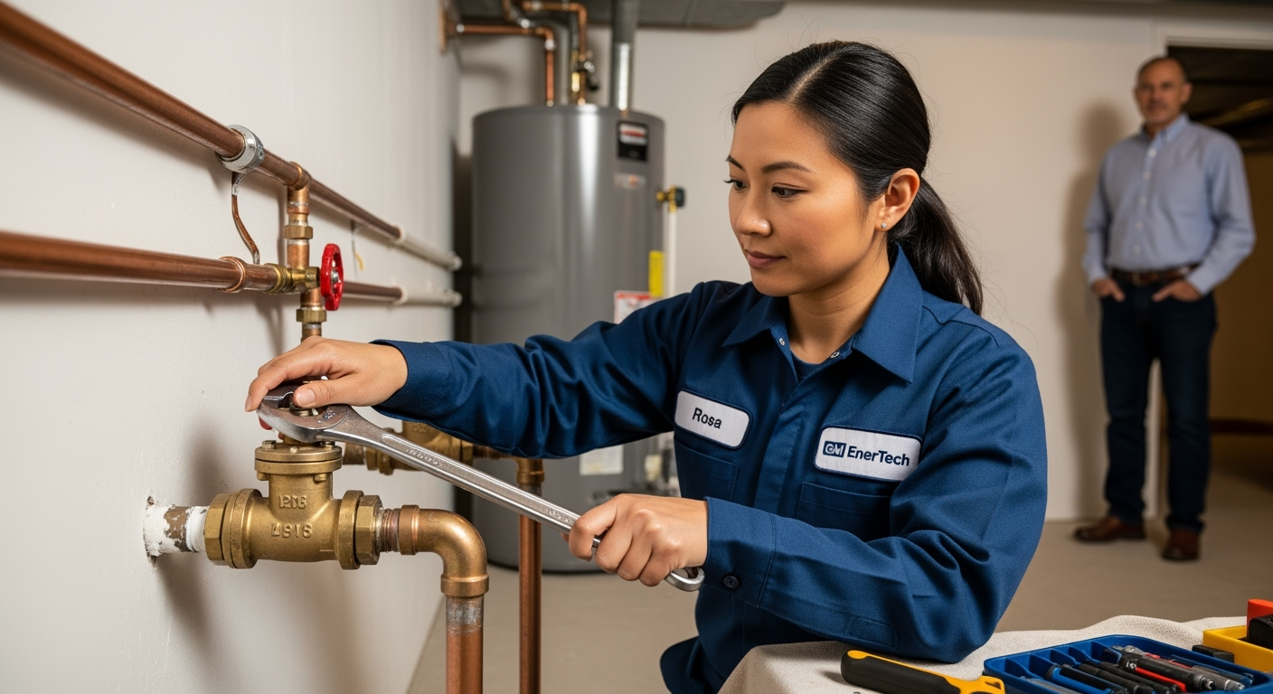 Professional plumber from GM EnerTech in Williston Park
